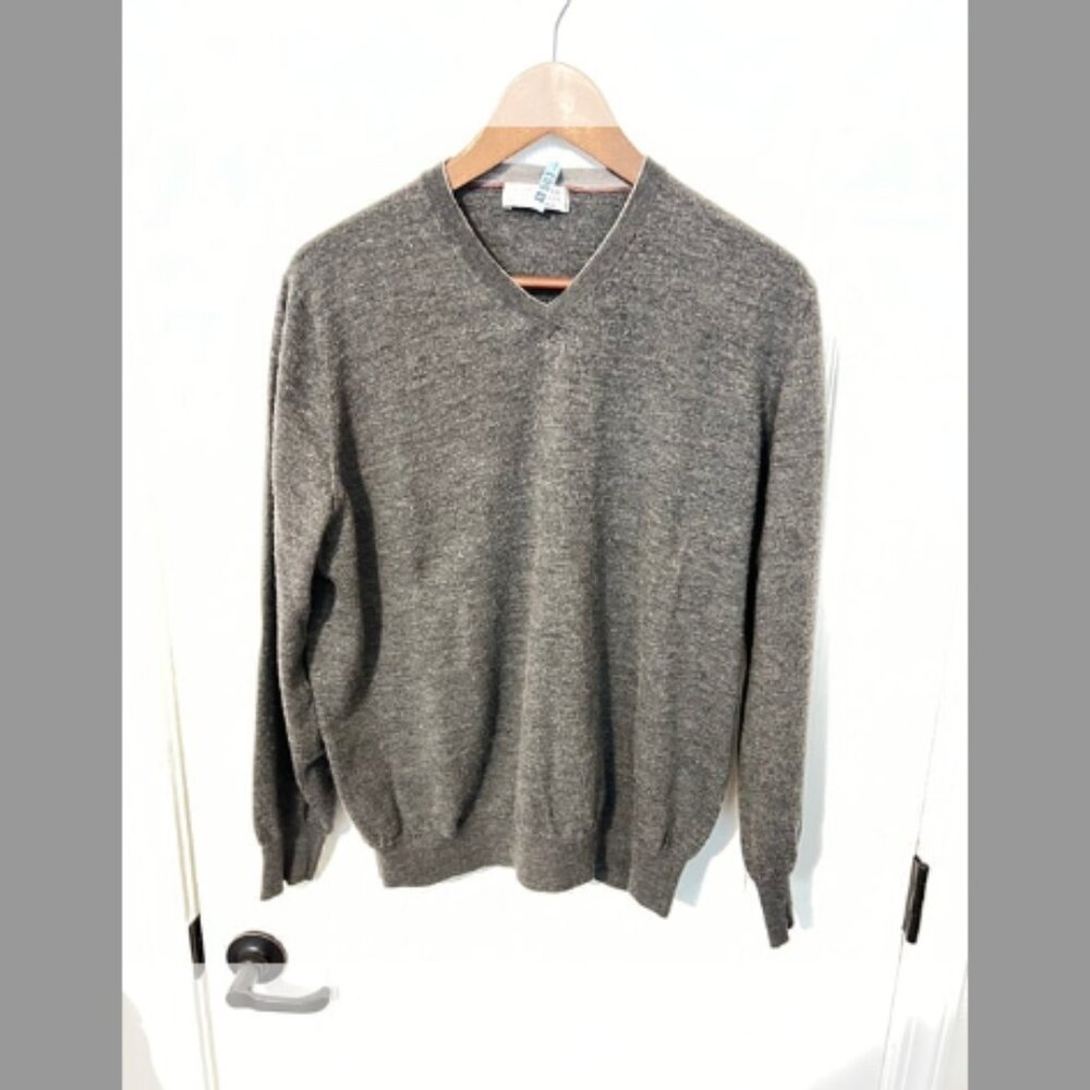 $1550 Authentic BRUNELLO CUCINELLI Made in ITALY V-Neck CASHMERE Sweaters Sz.56